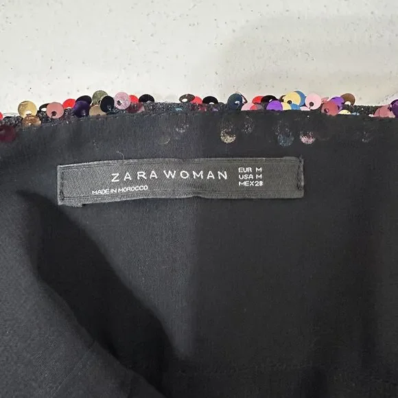 Zara Dress Women Size Medium Rainbow Sequin Mini Tank Party Glitter Disco - Picture 13 of 16